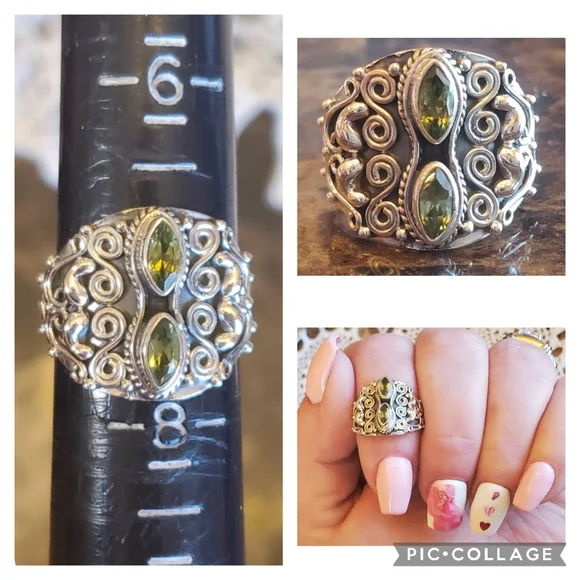 Genuine 2ct Peridot Ring Size 7.5 - Picture 8 of 8